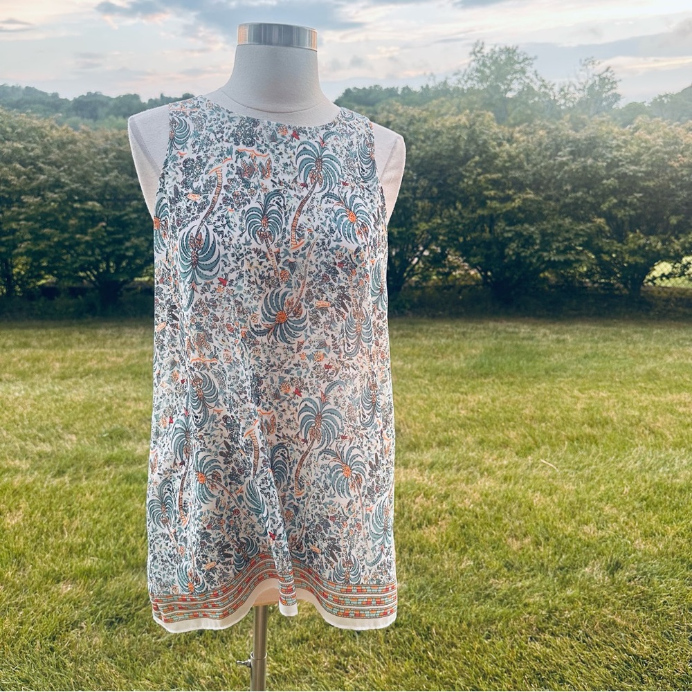 Max Studio Sleeveless Top w/Fun Tropical Palm Tree Design - Picture 4 of 14
